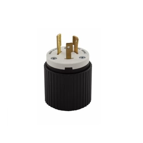 20 Amp Locking Plug, NEMA L9-20, 600V, Black/White