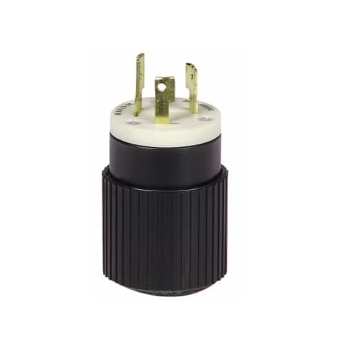 30 Amp Locking Plug, NEMA L9-30, 600V, Black/White