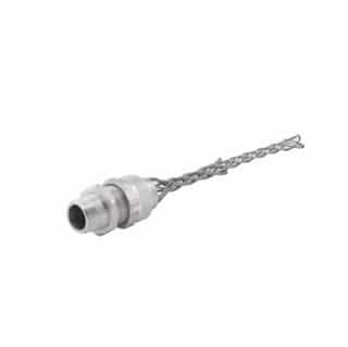 Strain Relief Cord Grip, 3/8" fitting, .38-.50" , Straight, Aluminum Body