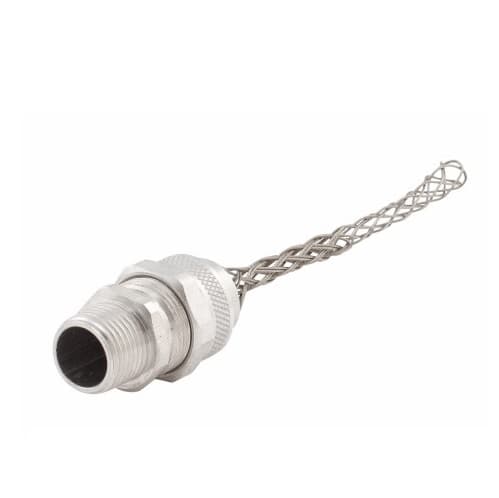 Strain Relief Cord Grip, 1/2" fitting, .187-.250", Straight, Aluminum Body