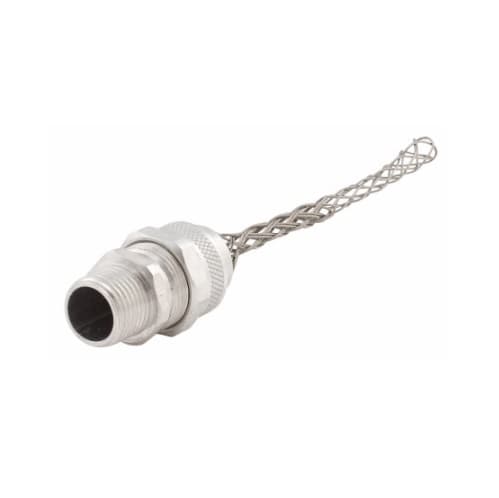 Strain Relief Cord Grip, 1/2" fitting, .250-.375", Straight, Aluminum Body