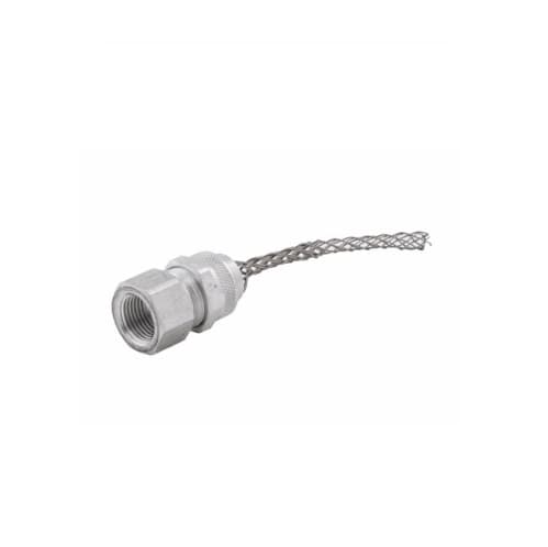 Strain Relief Cord Grip, 1/2" fitting, .38-.50", Straight, Aluminum Body