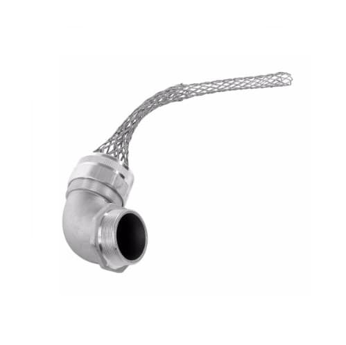 Strain Relief Cord Grip, 3/4" fitting, .25-.38", 45 Degrees, Aluminum Body