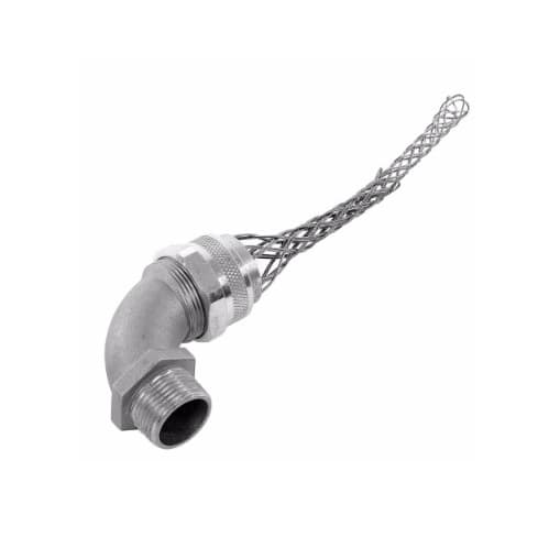 Strain Relief Cord Grip, 3/4" fitting, .25-.38", 90 Degrees, Aluminum Body