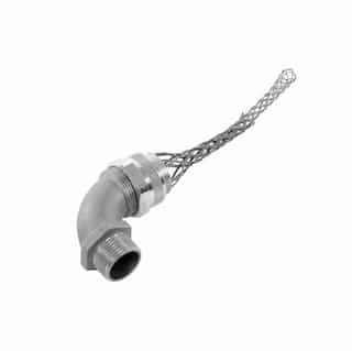 Strain Relief Cord Grip, 3/4" fitting, .38-.50", 90 Degrees, Aluminum Body