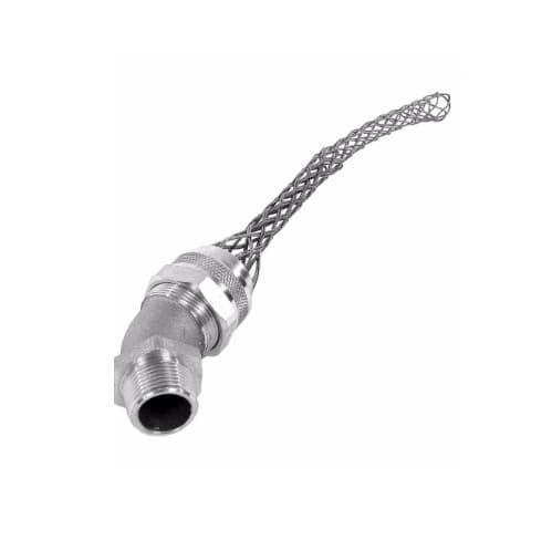 Strain Relief Cord Grip, 3/4" fitting, .50-.63", 45 Degrees, Aluminum Body