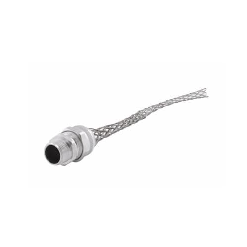 Strain Relief Cord Grip, 3/4" fitting, .63-.75", Straight, Aluminum Body