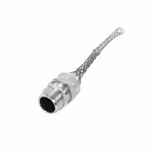 Strain Relief Cord Grip, 1" fitting, .572-.687", Straight, Aluminum Body