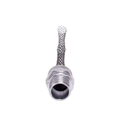 Strain Relief Cord Grip, 1" fitting, .88-1", Straight, Aluminum Body