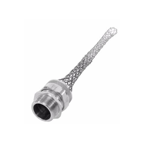 Strain Relief Cord Grip, 1.5" fitting, 1.125-1.250", Straight, Aluminum Body