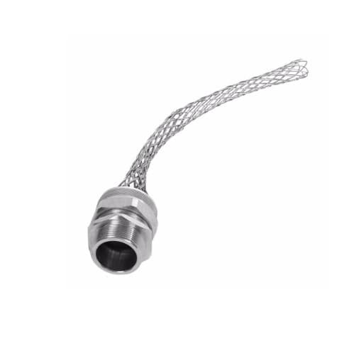 Strain Relief Cord Grip, 1.5" fitting, 1.25-1.375", Straight, Aluminum Body