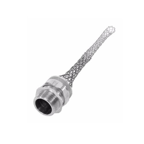 Strain Relief Cord Grip, 1.5" fitting, 1.687-1.812", Straight, Aluminum Body