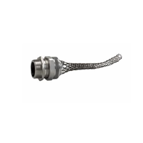 Strain Relief Cord Grip, 1.5" fitting, .88-1", Straight, Aluminum Body