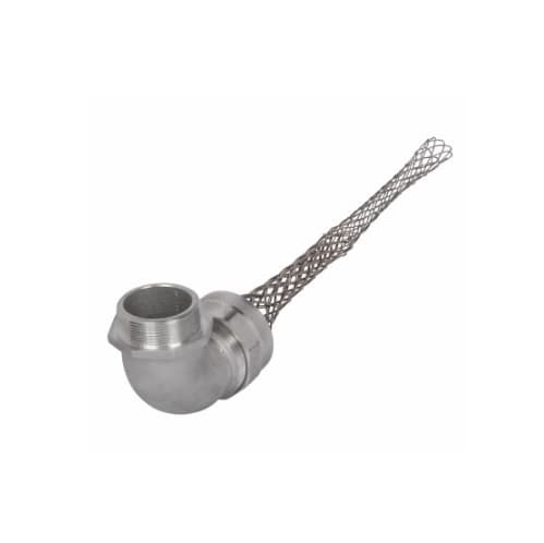 Strain Relief Cord Grip, 1.5" fitting, .88-1", 90 Degrees, Aluminum Body