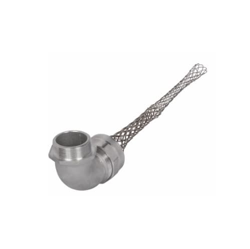 Strain Relief Cord Grip, 2" fitting, 1.437-1.562", 90 Degrees, Aluminum Body