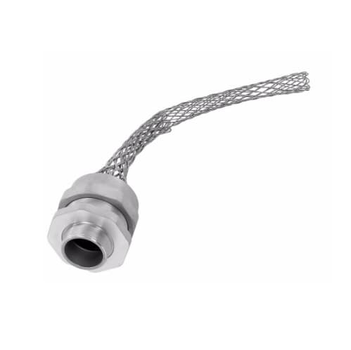 Strain Relief Cord Grip, 2" fitting, 1.562-1.69", 90 Degrees, Aluminum Body
