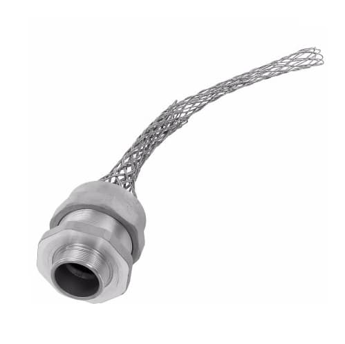 Strain Relief Cord Grip, 2" fitting, 2.187-2.312", Straight, Aluminum Body