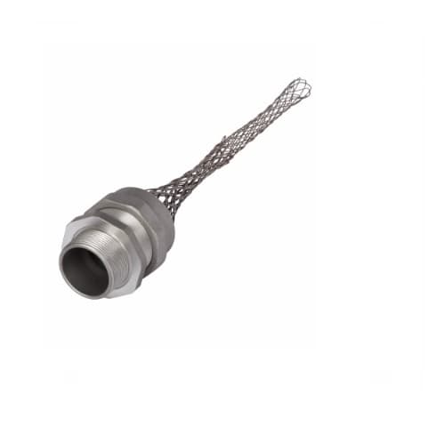 Strain Relief Cord Grip, 2.5" fitting, 2.187-2.312", Straight, Aluminum Body