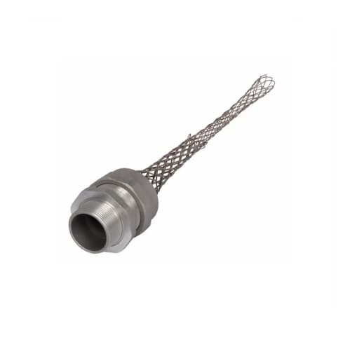 Strain Relief Cord Grip, 2.5" fitting, 2.312-2.437", Straight, Aluminum Body