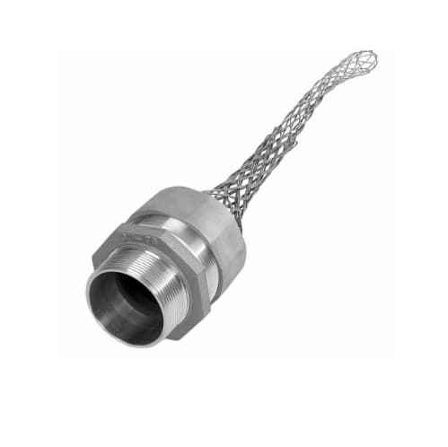 Strain Relief Cord Grip, 3" fitting, 2.44-2.63", Straight, Aluminum Body