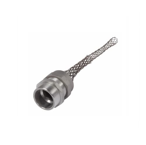 Strain Relief Cord Grip, 3" fitting, 2.63-2.81", Straight, Aluminum Body