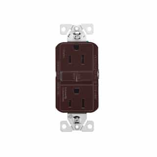 15A Slim GFCI Receptacle Outlet, #14-10 AWG, 125V, Brown