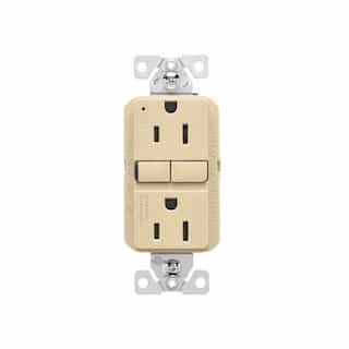 Eaton Wiring 15A Slim GFCI Receptacle Outlet, #14-10 AWG, 125V, Ivory