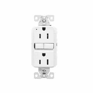 15A Slim GFCI Receptacle Outlet, #14-10 AWG, 125V, White