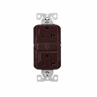 20A Slim GFCI Receptacle Outlet, #14-10 AWG, 125V, Brown