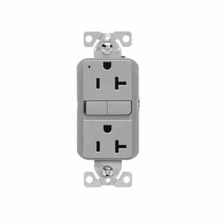 20A Slim GFCI Receptacle Outlet, #14-10 AWG, 125V, Gray