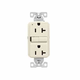 20A Slim GFCI Receptacle Outlet, #14-10 AWG, 125V, Light Almond