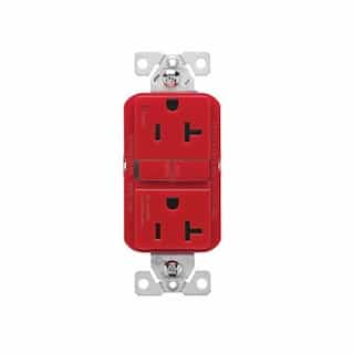 20A Slim GFCI Receptacle Outlet, #14-10 AWG, 125V, Red
