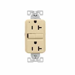 Eaton Wiring 20A Slim GFCI Receptacle Outlet, #14-10 AWG, 125V, Ivory