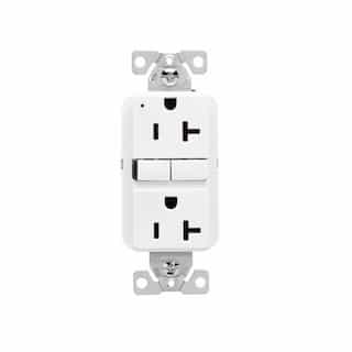 20A Slim GFCI Receptacle Outlet, #14-10 AWG, 125V, White