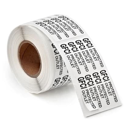 Eaton Wiring GFCI Label Stickers, Tri-Lingual, Light Almond