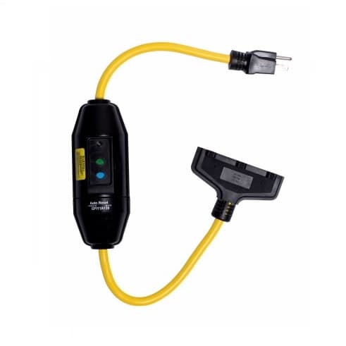 15 Amp Portable GFCI Cord, Watertight, Tri-tap, 6 FT