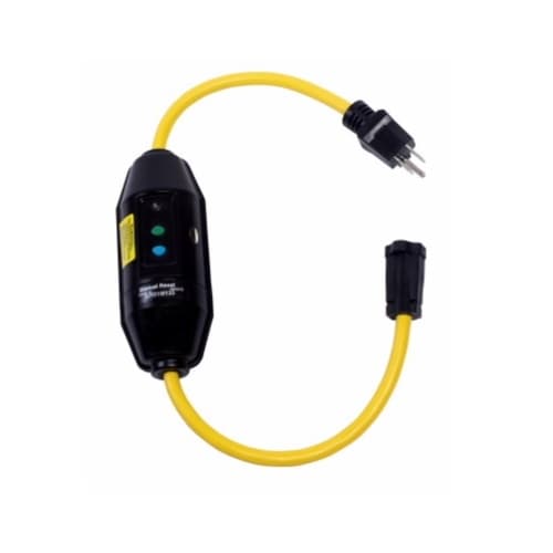2-ft 15 Amp Portable GFCI Single-Tap Cord, Manual Reset, Watertight