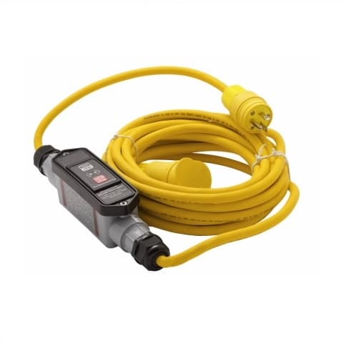 20 Amp Portable GFCI Cord, Watertight, Manual Reset, 25FT