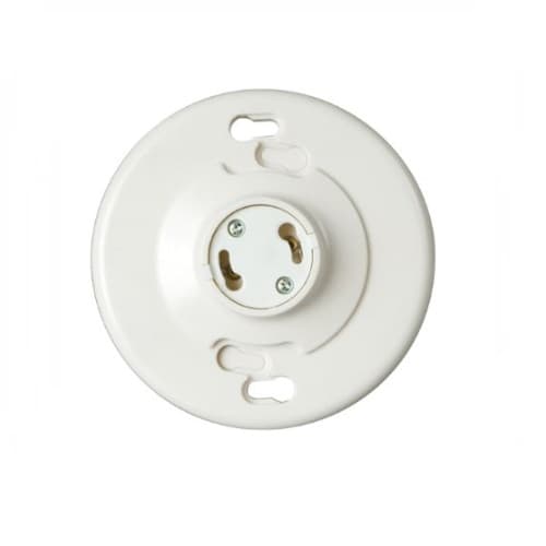 660W Ceiling Lamp Holder w/ Keyless Switch, GU24, Thermoset, White