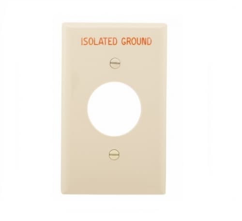 1-Gang Isolated Ground Wallplate, Standard Size, 1.4" hole, Ivory