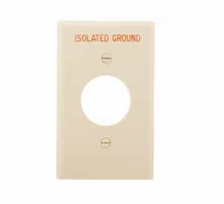 1-Gang Isolated Ground Wallplate, Standard Size, 1.4" hole, Ivory