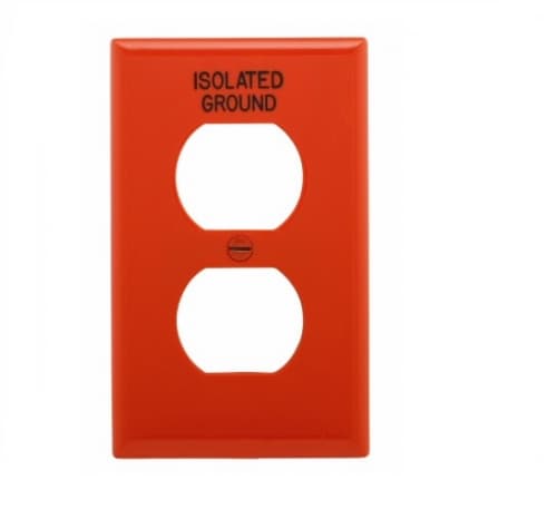 1-Gang Isolated Ground Wallplate for Duplex Receptacle, 1.4" hole, Red