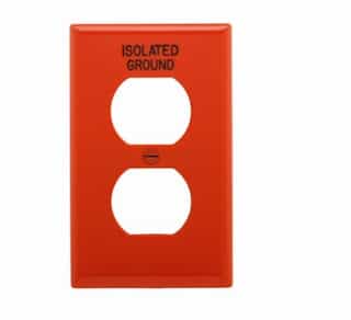 Eaton Wiring 1-Gang Isolated Ground Wallplate for Duplex Receptacle, 1.4" hole, Red