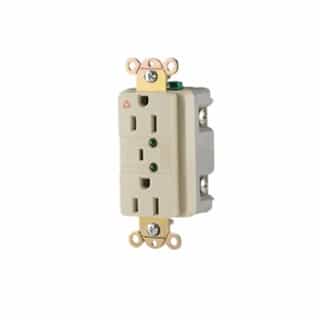 15 Amp Duplex Receptacle w/LED Indicators & Switched Alarm, Ivory