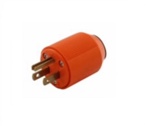 15 Amp Electric Plug, Isolated Ground, Nylon, Orange