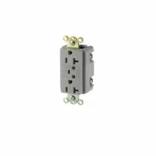 20 Amp Duplex Receptacle w/LED Indicators & Switched Alarm, Commercial Grade, Gray