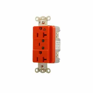 20 Amp Duplex Receptacle w/LED Indicators & Switched Alarm, Commercial Grade, Red