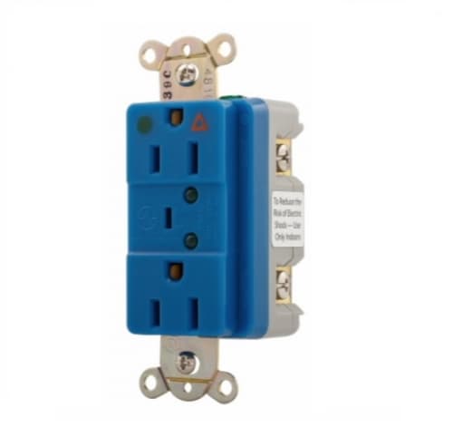 15 Amp Duplex Receptacle w/ Surge Protection, Isolated Ground, Blue
