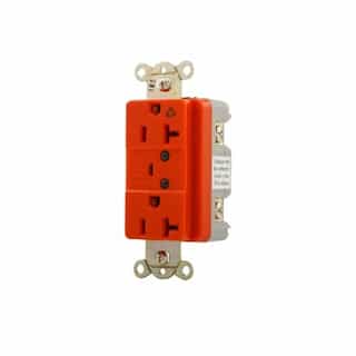 15 Amp Duplex Receptacle w/LED Indicators & Switched Alarm, Hospital Grade, Orange