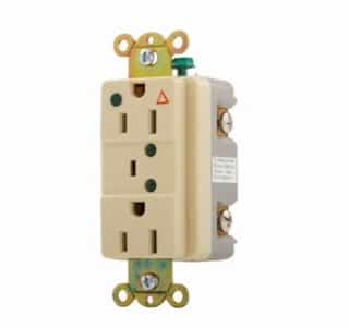 Eaton Wiring 15 Amp Duplex Receptacle w/ Surge Protection, Isolated Ground, Ivory